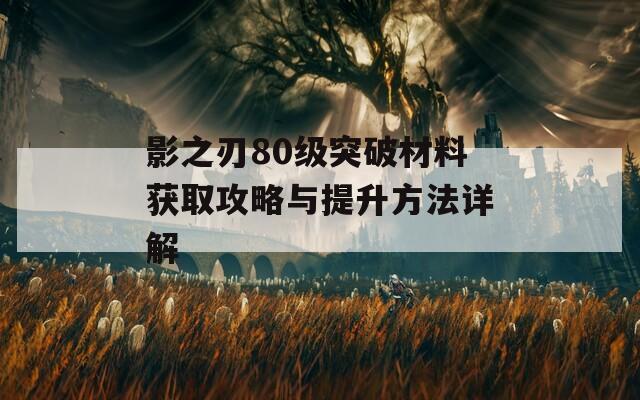 影之刃80级突破材料获取攻略与提升方法详解