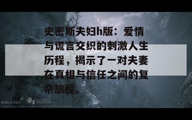 史密斯夫妇h版：爱情与谎言交织的刺激人生历程，揭示了一对夫妻在真相与信任之间的复杂旅程。