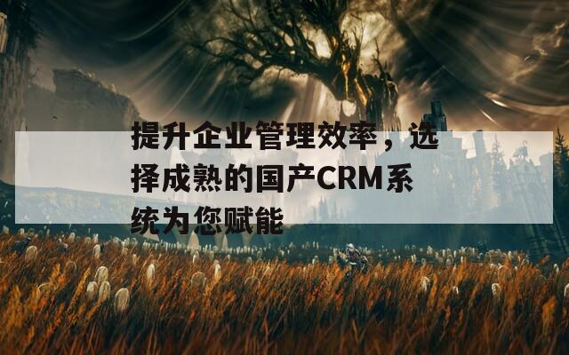 提升企业管理效率，选择成熟的国产CRM系统为您赋能