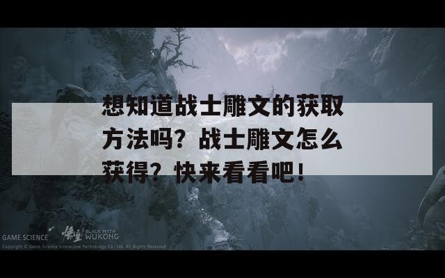 想知道战士雕文的获取方法吗？战士雕文怎么获得？快来看看吧！