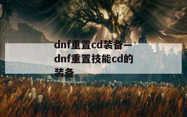 dnf重置cd装备—dnf重置技能cd的装备