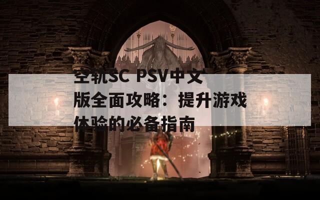 空轨SC PSV中文版全面攻略：提升游戏体验的必备指南