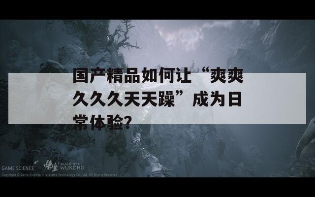 国产精品如何让“爽爽久久久天天躁”成为日常体验？